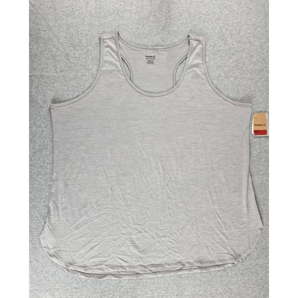 Reebok Womens Plus Size 3X Heather Gray Racerback Active Tank Top New